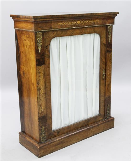 A Victorian inlaid walnut pier cabinet, W.2ft 10in. D.1ft 1in. H.3ft 6in.